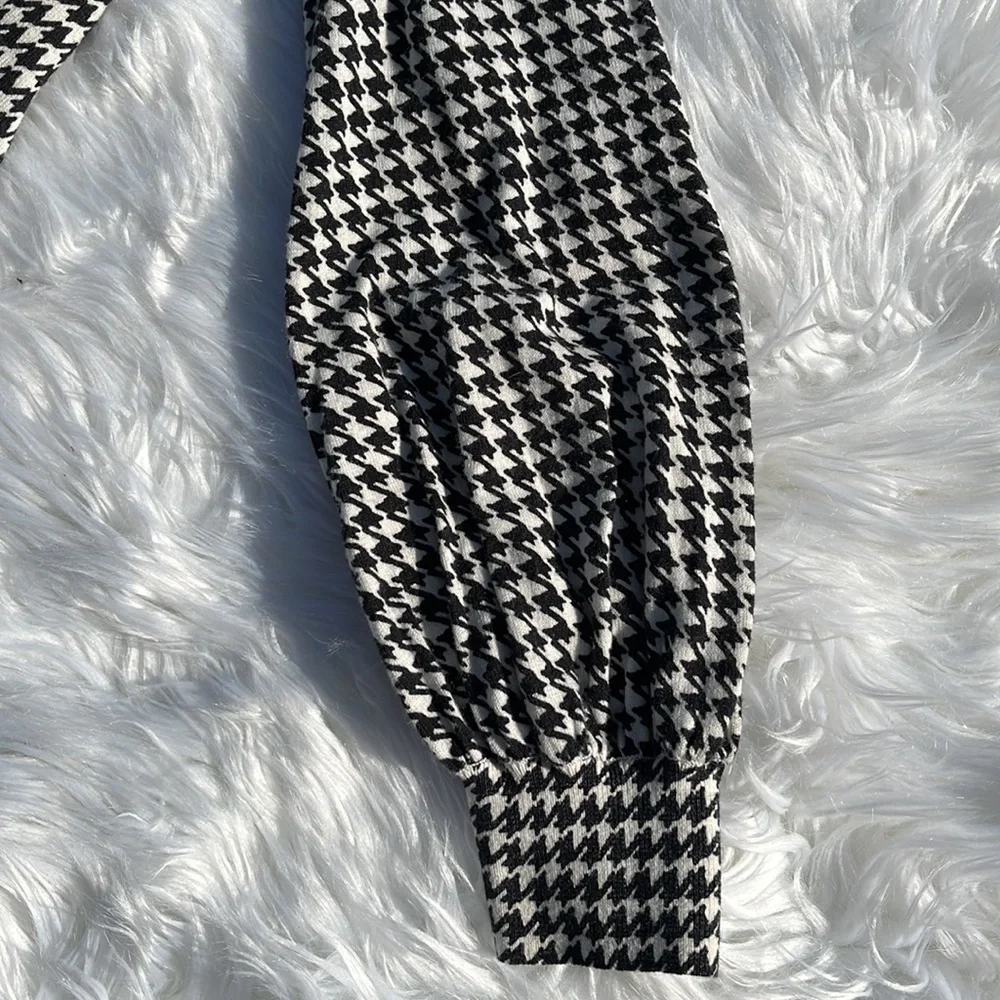 Ralph Lauren Houndstooth Sweater LRL Black White Fine Knit Blouse Women's XS NWT - Picture 4 of 11